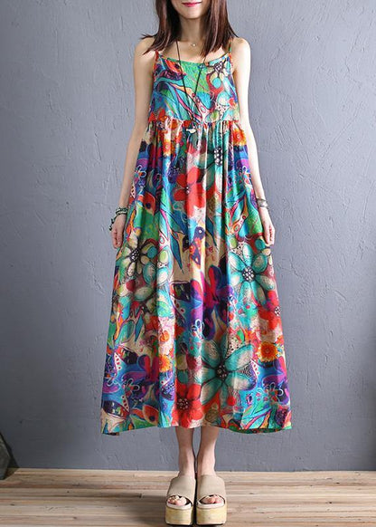 Handmade Spaghetti Strap Cotton Summer Clothes Design Loose Dresses