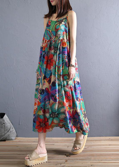 Handmade Spaghetti Strap Cotton Summer Clothes Design Loose Dresses
