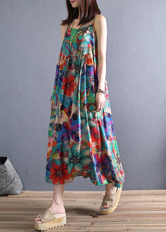 Handmade Spaghetti Strap Cotton Summer Clothes Design Loose Dresses