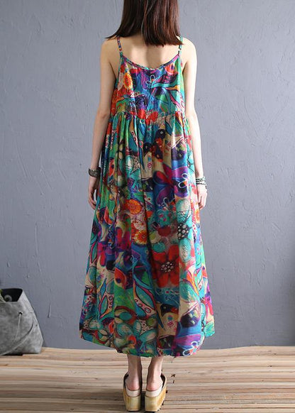 Handmade Spaghetti Strap Cotton Summer Clothes Design Loose Dresses
