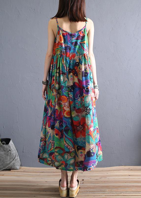 Handmade Spaghetti Strap Cotton Summer Clothes Design Loose Dresses