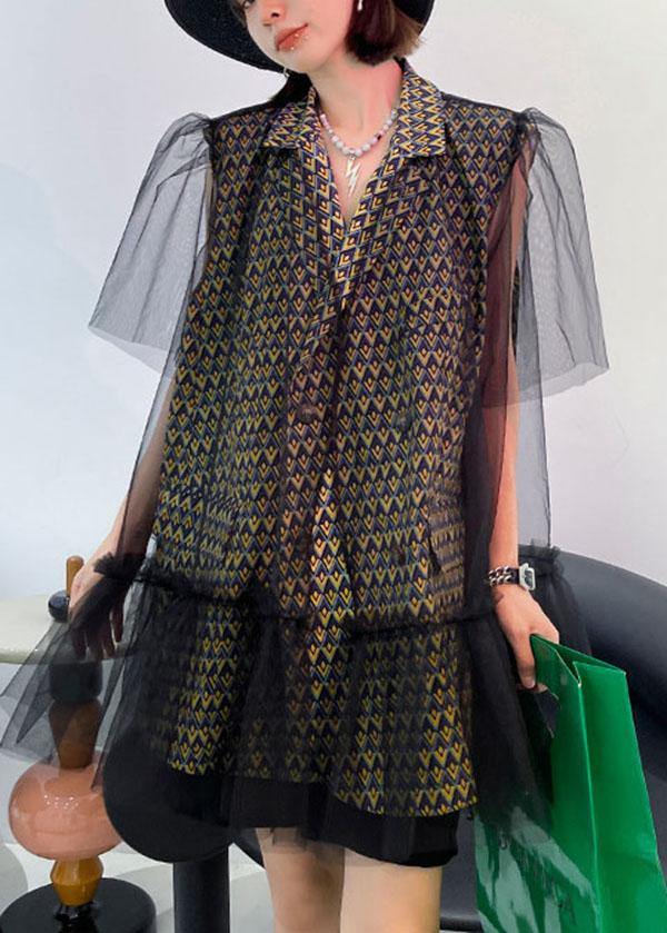 Handmade Tulle Notched Patchwork Top