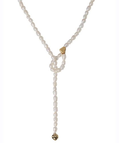 Handmade White Alloy Pearl Beading Graduated Bead Necklace