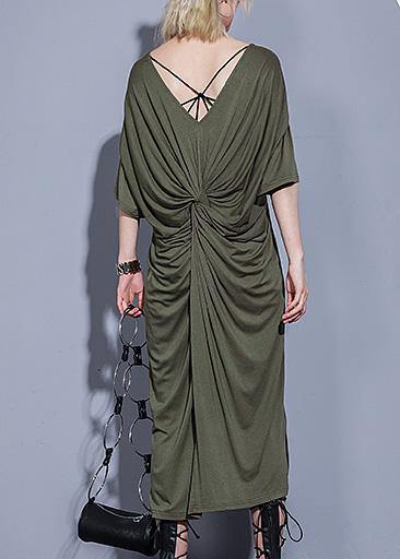 Handmade Arm Green Cotton Clothes for Two Ways to Wear Kaftan Summer Dress