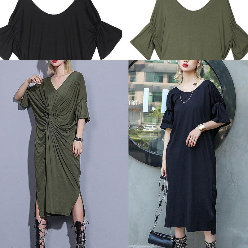 Handmade Arm Green Cotton Clothes for Two Ways to Wear Kaftan Summer Dress