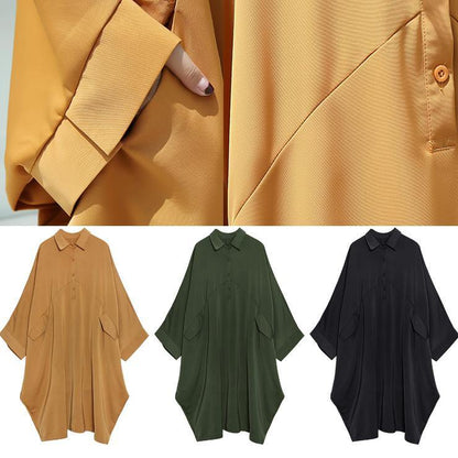 Handmade Arm Green Cotton Clothes Batwing Sleeve a Line Summer Dress