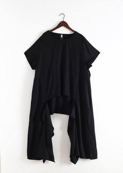 Handmade Asymmetric Tops and Wide Leg Pants Cotton 18th Century Design Black Loose Summer