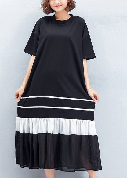 Handmade Black Cotton Wardrobes Photography Patchwork Cinched Shift Summer Dresses