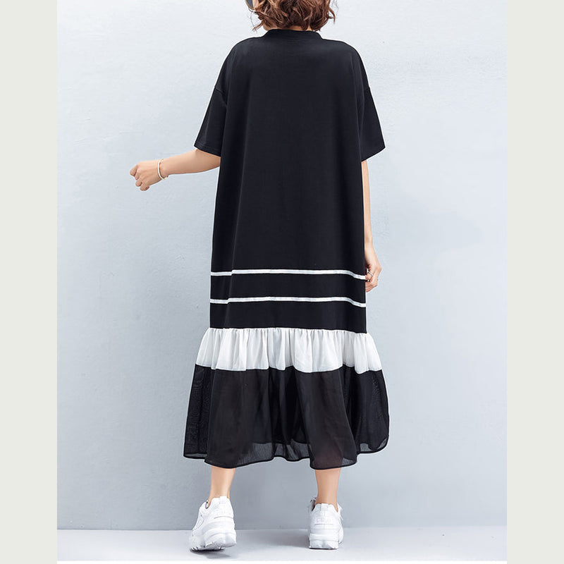 Handmade Black Cotton Wardrobes Photography Patchwork Cinched Shift Summer Dresses
