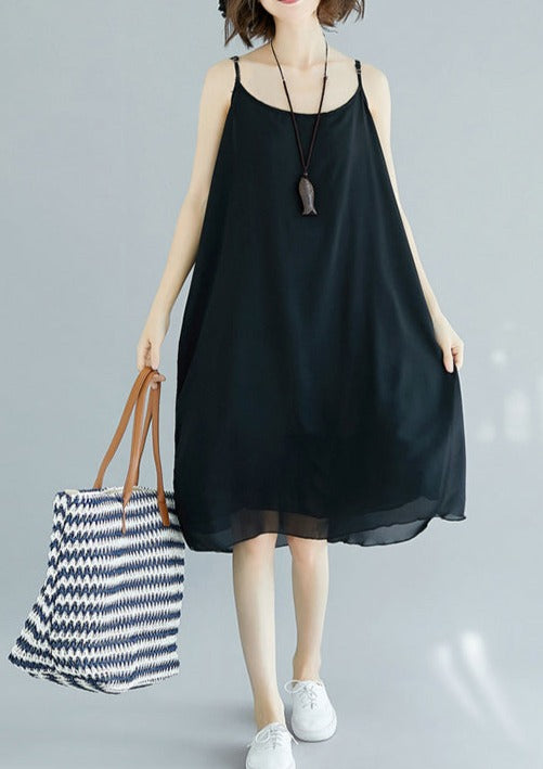 Handmade Black Chiffon Clothes for Spaghetti Strap Maxi Summer Dress