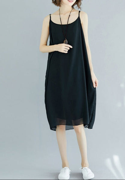 Handmade Black Chiffon Clothes for Spaghetti Strap Maxi Summer Dress