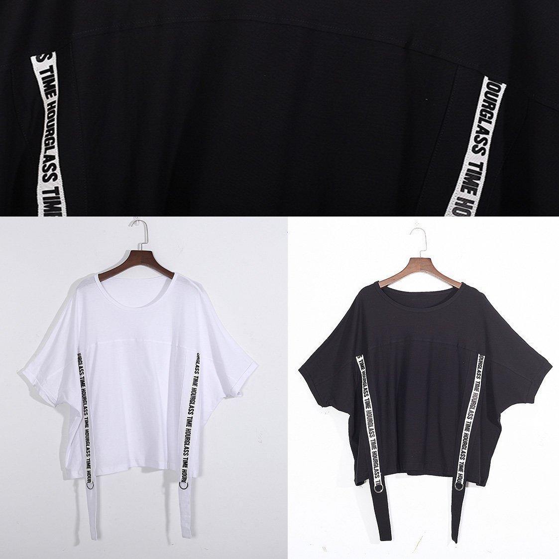 Handmade Black O Neck Cotton Tunics for Short Sleeve Tunic Summer Shirts