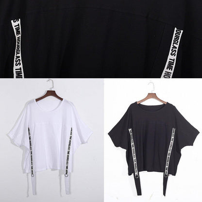 Handmade Black O Neck Cotton Tunics for Short Sleeve Tunic Summer Shirts