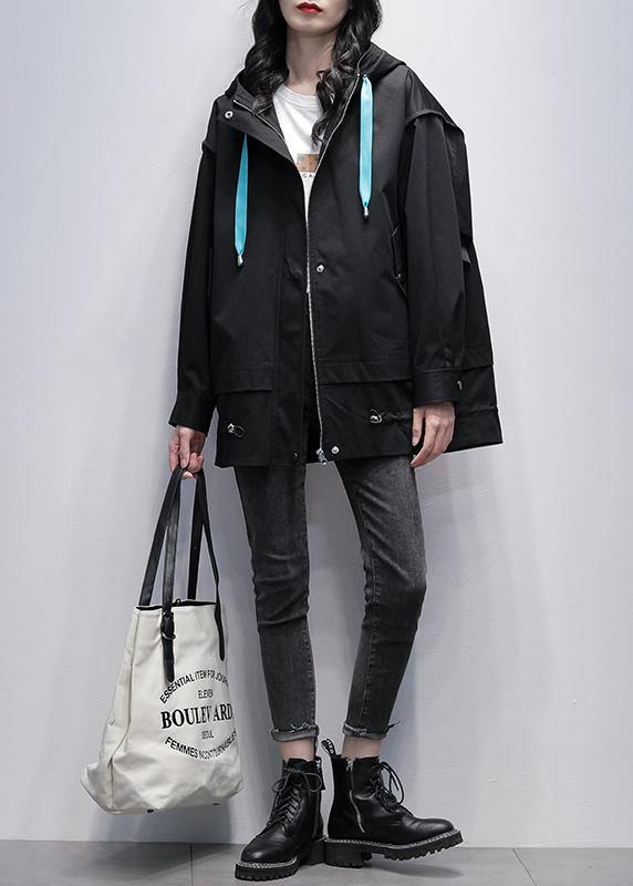 Handmade Black Tunics for Design Hooded Letter Coats