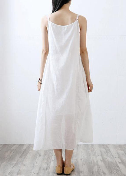 Handmade Cotton Outfit Metropolitan Museum Cotton Linen Round Neck Asymmetrical Slip Dress