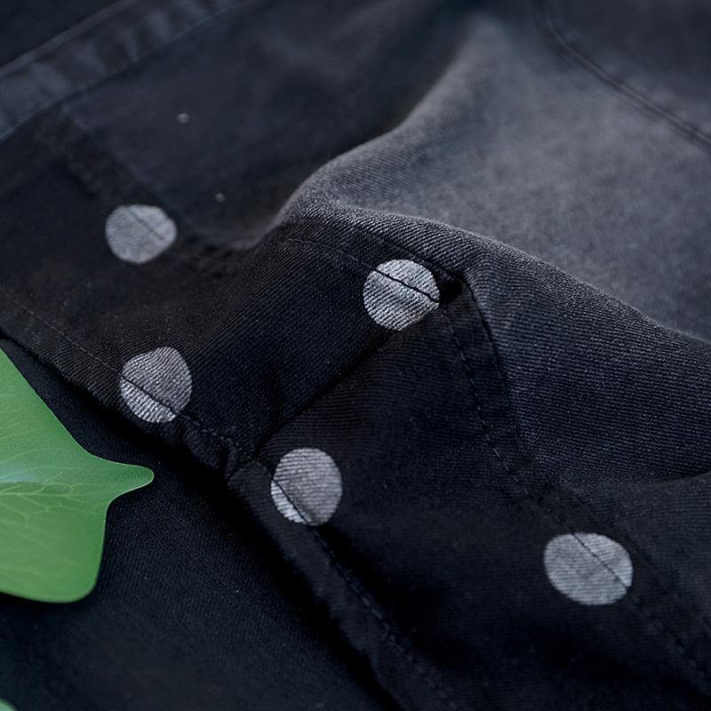 Handmade Denim Black Dotted Cotton Top Sleeveless Tops