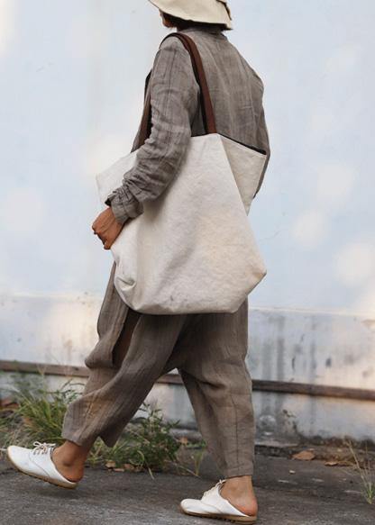 Handmade Gray Linen Tunic Pattern Cinched Knee Fall Blouse