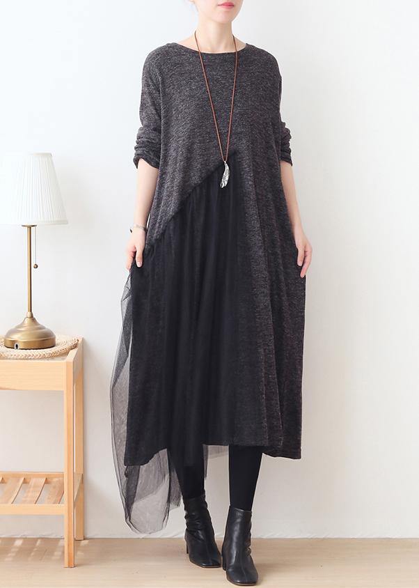 Handmade Gray Patchwork Tulle Clothes for O Neck Dresses