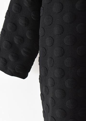 Handmade High Neck Fall Dress Pattern Black Dotted Loose Dress