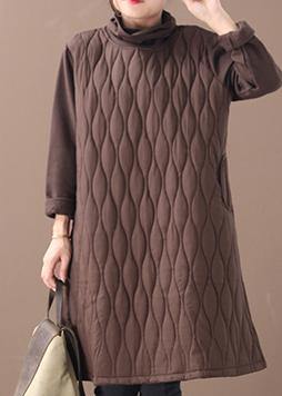 Handmade High Neck Pockets Spring Clothes Inspiration Chocolate Dresses