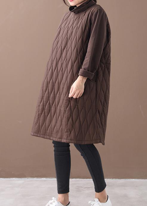 Handmade High Neck Pockets Spring Clothes Inspiration Chocolate Dresses