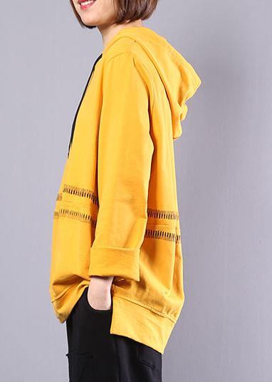 Handmade Hooded Cotton Clothes for Photography Yellow Tops Autumn