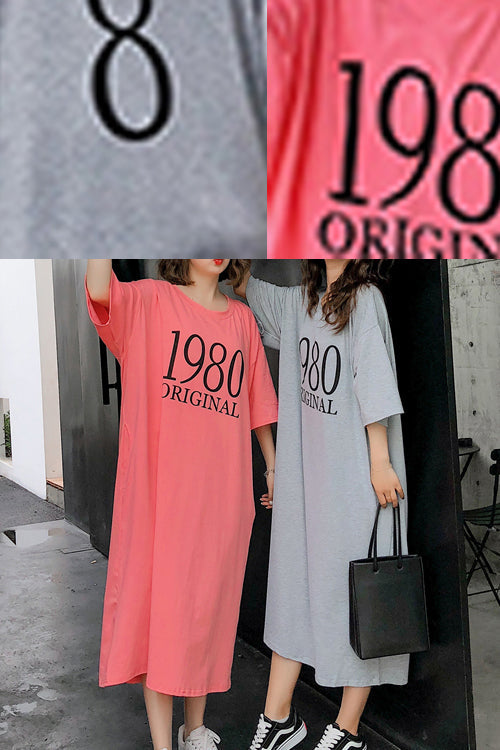 Handmade O Neck Half Sleeve Cotton Clothes for Outfits Rose Print Long Dress Summer