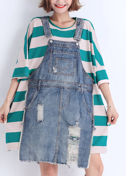 Handmade O Neck False Two Pieces Cotton Wardrobes Sweets Runway Green Striped Short Dresses Summer
