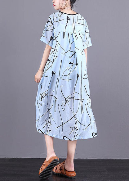 Handmade Silk Quilting Dresses Stitches Summer Loose Short Sleeve Irregular Dress