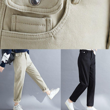 Handmade Spring Wild Trousers Oversize Black Gifts Pockets Pants