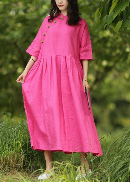 Handmade Stand Collar Cinched Cotton Dresses Tutorials Rose Cotton Dresses