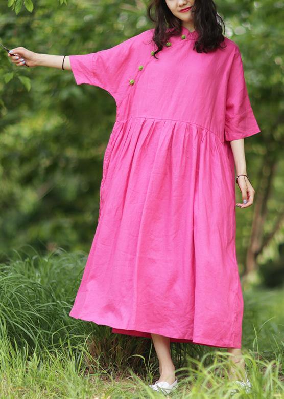 Handmade Stand Collar Cinched Cotton Dresses Tutorials Rose Cotton Dresses