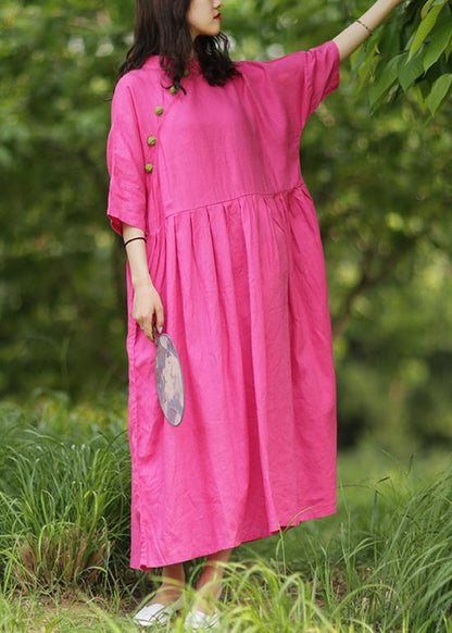 Handmade Stand Collar Cinched Cotton Dresses Tutorials Rose Cotton Dresses