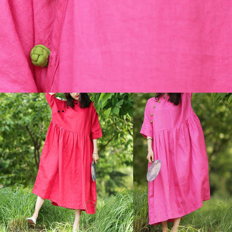 Handmade Stand Collar Cinched Cotton Dresses Tutorials Rose Cotton Dresses