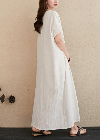 Handmade V Neck Ideas White Patchwork Print Dresses