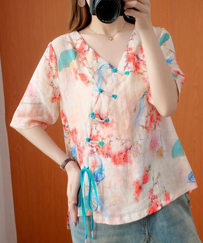 Handmade V Neck Half Sleeve Summer Tops Shirts