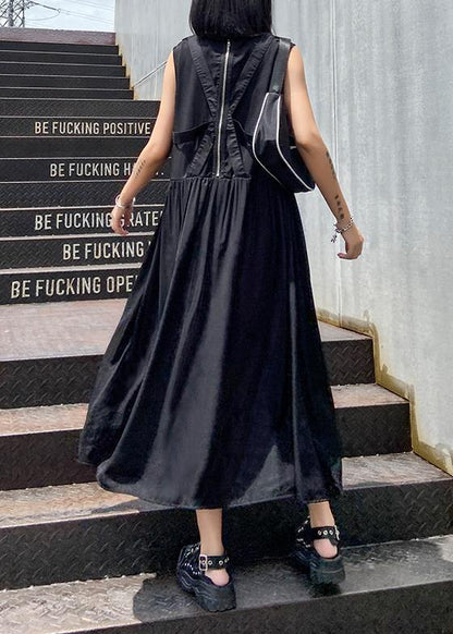 Handmade V Neck Sleeveless Summer Clothes for Sewing Black Dress