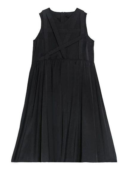Handmade V Neck Sleeveless Summer Clothes for Sewing Black Dress