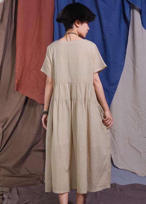 Handmade White Big Hem Cotton Linen Robes Cinched Waist Maxi Summer Dresses