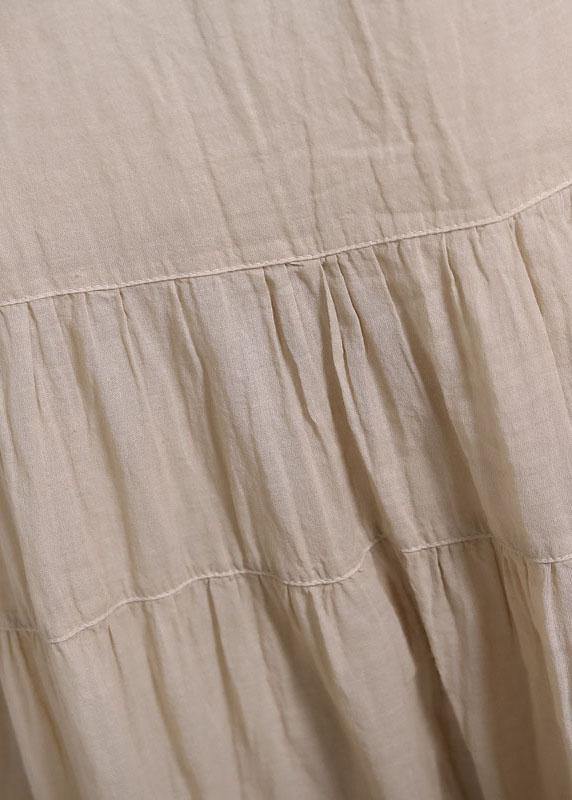 Handmade White Big Hem Cotton Linen Robes Cinched Waist Maxi Summer Dresses