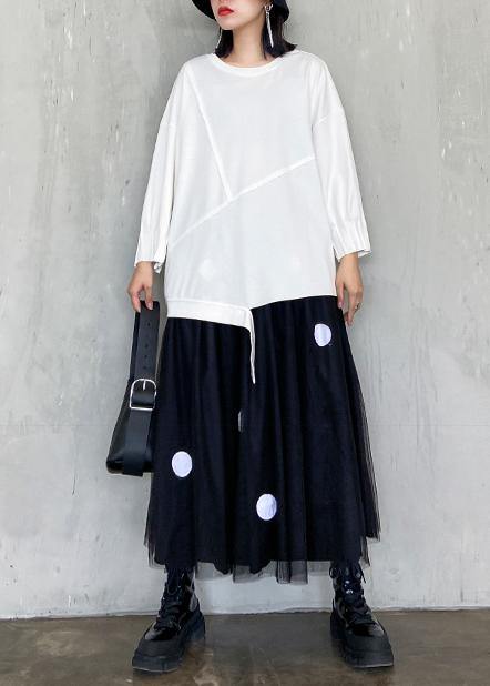 Handmade White Clothes for O Neck Patchwork Art Blouses