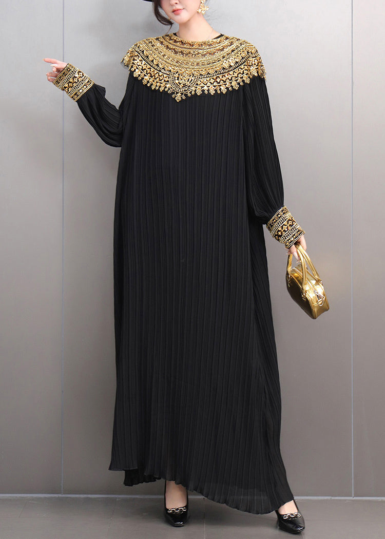 Haute Couture Moment Red Pleated Gown Gold Accents Autumn
