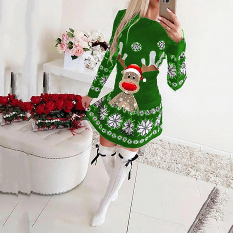 - Ugly Christmas Sweater - Casual Jumper with Reindeer Print