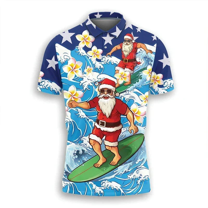 Santa Claus Polo Shirt - Stylish Men's Polo Shirt with Festive Design and Comfortable Fit