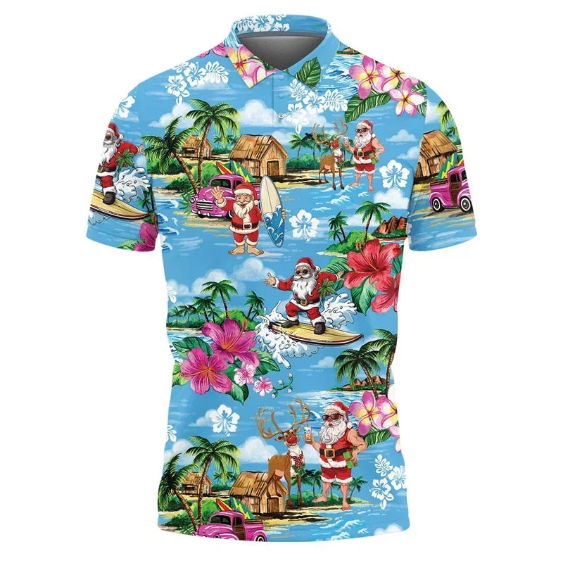 Santa Claus Polo Shirt - Stylish Men's Polo Shirt with Festive Design and Comfortable Fit