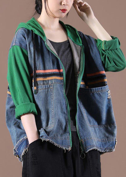 Hooded Spring Maxi Coat Green Clothing Jackets