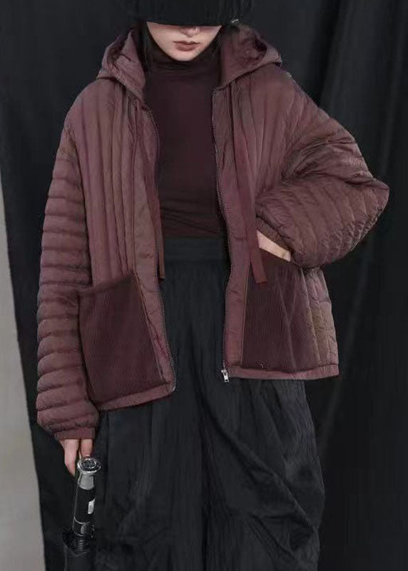 Hot Black Hooded Pockets Warm Winter Duck Down Coat