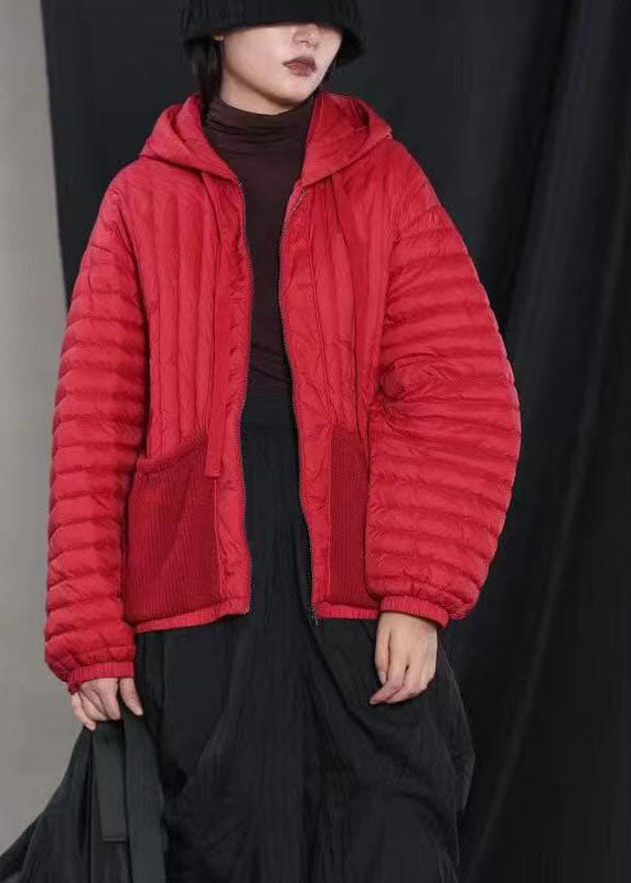 Hot Black Hooded Pockets Warm Winter Duck Down Coat