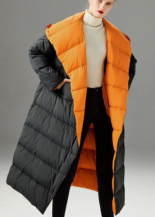 Hot Dark Gray Hooded Loose Winter Duck Down Coats