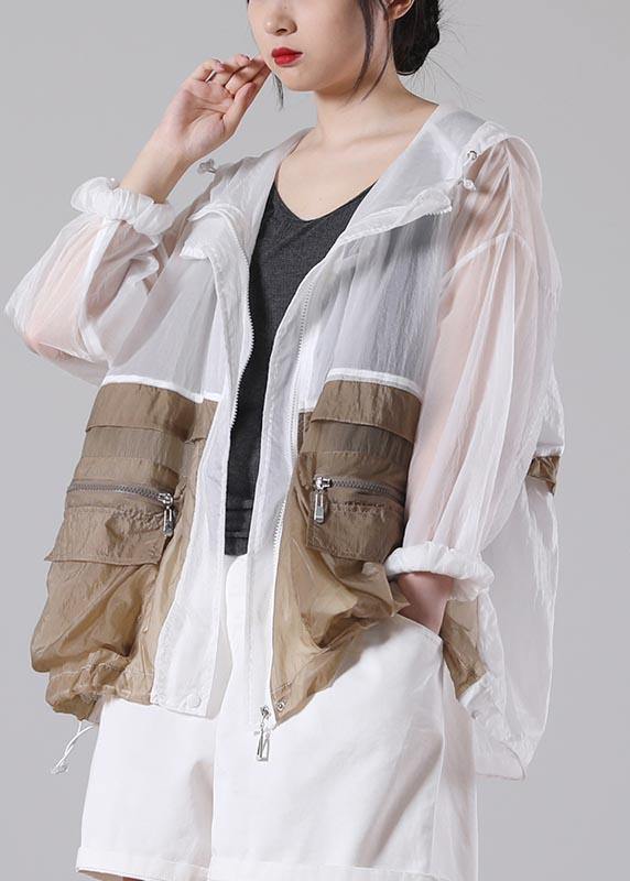 Hot Green Pockets Hooded Upf 50+ Coat Jacket Summer